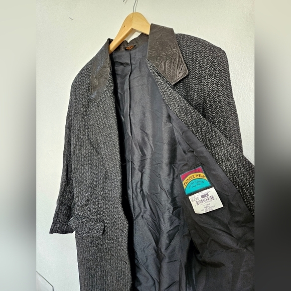 VTG NWT PIONEER WEAR Tooled Leather Wool Duster Jacket Overcoat - Picture 5 of 13